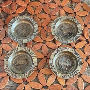 VTG Brass Chinese Zodiac Sign Animal Ashtray |Trinket| Incense Holder Set of 4